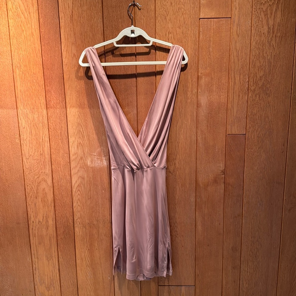 HAUTE HIPPIE Dusty Rose Deep V Backless Dress // Size XS